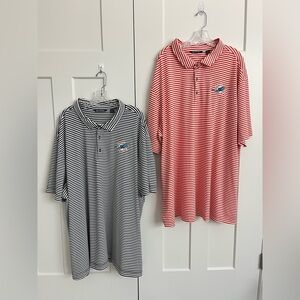 Miami Dolphins Cutter & Buck Polo Lot of 2 4XL Big Tall Striped NFL Golf Shirts